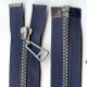 Plastic Zipper open-end P6 75 cm color T-17 - dark blue/silver teeths/1 pc.