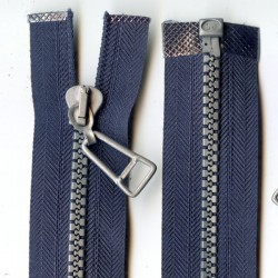 Plastic Zipper open-end P6 75 cm color T-17 - dark blue/silver teeths/1 pc.