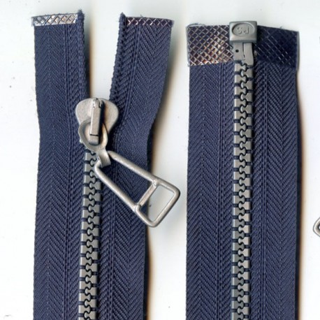 Plastic Zipper open-end P6 75 cm color T-17 - dark blue/silver teeths/1 pc.