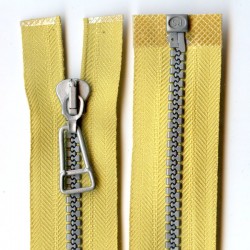 Plastic Zipper open-end P6 60 cm color T-46 - mustard with silver teeth/1 pc.