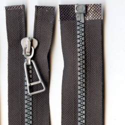 Plastic Zipper open-end P6 40 cm color T-16 - grayish brown with silver teeth/1 pc.