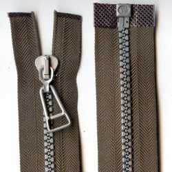 Plastic Zipper open-end P6 60 cm color T-23 - khaki with silver teeth/1 pc.