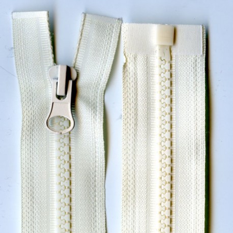 Plastic Zipper open-end P6 40 cm color T-35 - ecru with silver teeth/1 pc.