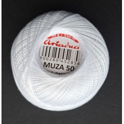 Cotton crocheting yarn "Muza 50", 550m, color 400-white/50g