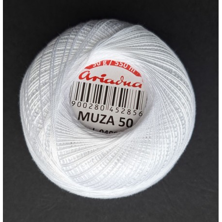 Cotton crocheting yarn "Muza 50", 550m, color 400-white/50g