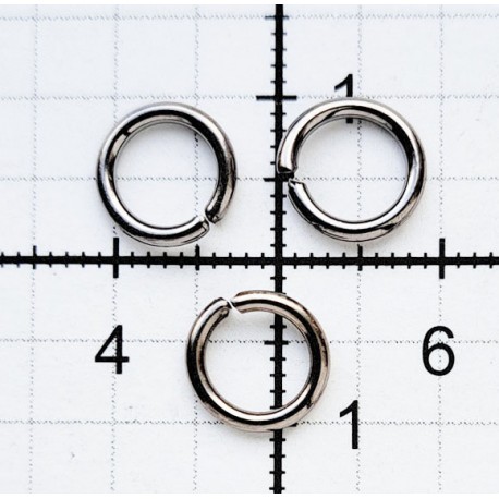 Žiedas iš plieninės vielos 6/1.6mm juodas nikelis/25 vnt.
