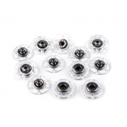 Sew on Plastic Press Snap Fasteners Ø 25 mm, transparent, rustproof, black nickel/1 pc.