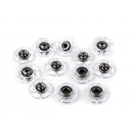 Sew on Plastic Press Snap Fasteners Ø 25 mm, transparent, rustproof, black nickel/1 pc.