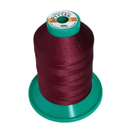 Polyester upholstery thread "Tytan 20 WR/600m" color 2555 - bordeaux1pc.