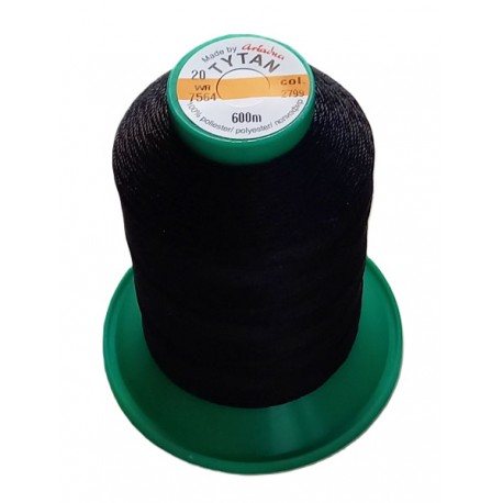 Polyester upholstery thread "Tytan 20 WR/600m" color 2799  - black/1pc.