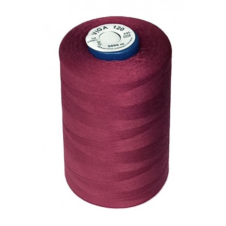 Universal Polyester Sewing Thread VIGA 120 5000 m color 0228 - cherry