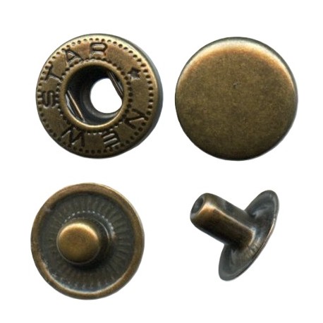 Snap Fasteners "ALFA 15" old brass/60 pcs.