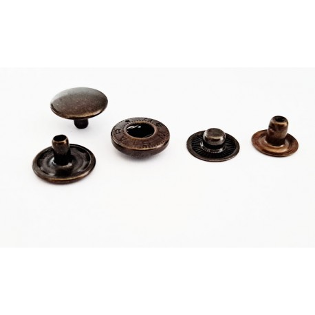 Snap Fasteners "ALFA 15"/long/old brass/60 pcs.