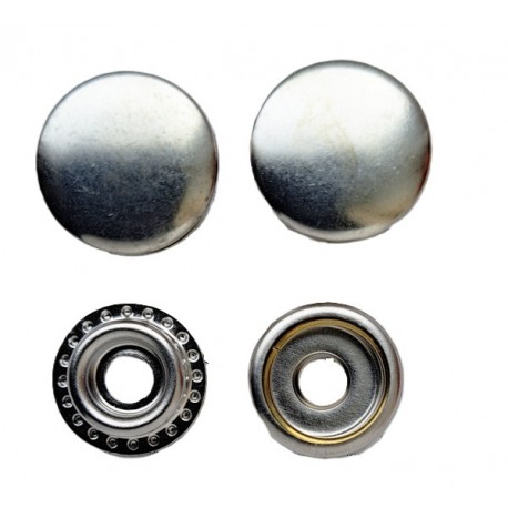 Snap Fasteners "STANDARD 15", double-sided, rustproof, nickel free, silver/20 pcs.