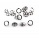 Open ring Snap Fasteners 9.5mm, nickel free/silver/60pcs.