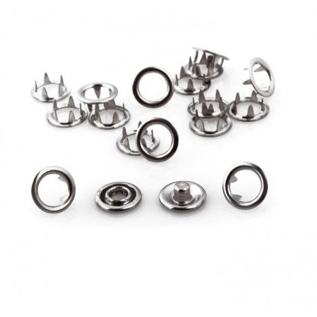 Open ring Snap Fasteners 9.5mm, nickel free/silver/60pcs.