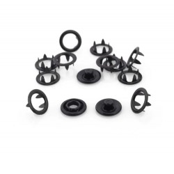 Open Ring Snap Fasteners 9.5mm, stainless, nickel free, black/60pcs.