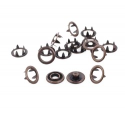 Open Ring Snap Fasteners 9.5mm, stainless, nickel free, old brass/60pcs.