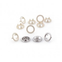 Open Ring Snap Fasteners 9.5mm, stainless, nickel free, color 124-ecru/50pcs.