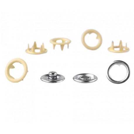 Open Ring Snap Fasteners 9.5mm, stainless, nickel free, color 125-light yellow/50pcs.
