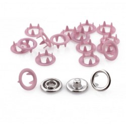Open Ring Snap Fasteners 9.5mm, stainless, nickel free, color 127-pink/50pcs.