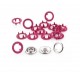Open Ring snap Fasteners 9.5mm, stainless, nickel free, color-128-dark pink/50pcs.