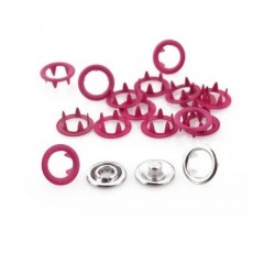 Open Ring snap Fasteners 9.5mm, stainless, nickel free, color-128-dark pink/50pcs.