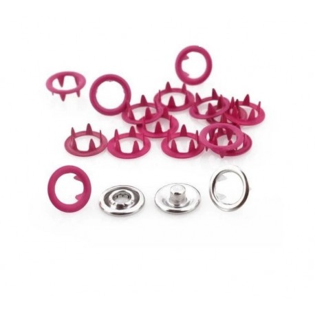 Open Ring snap Fasteners 9.5mm, stainless, nickel free, color-128-dark pink/50pcs.