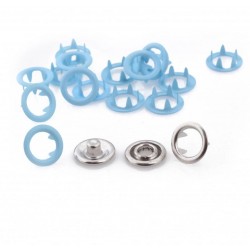 Open Ring Snap fasteners 9.5mm, stainless, nickel free, color 147-sky-blue/50pcs.