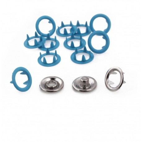 Open Ring Snap Fasteners 9.5mm, stainless, nickel free, color 131-blue/50pcs.