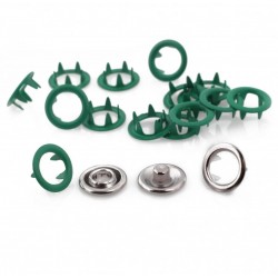 Open Ring Snap Fasteners 9.5mm, stainless, nickel free, color 132-green/50pcs.