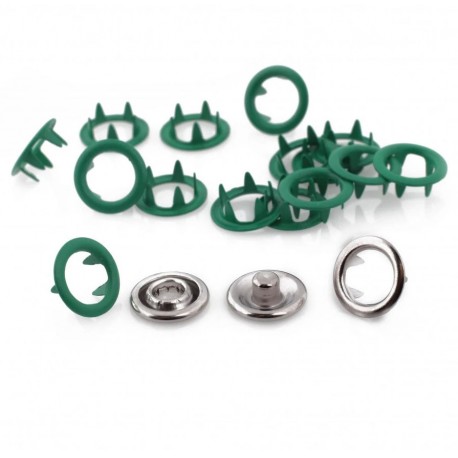 Open Ring Snap Fasteners 9.5mm, stainless, nickel free, color 132-green/50pcs.