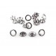 Open Ring Snap Fasteners 10.50mm, stainless, nickel free, silver/60pcs.
