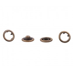 Open Ring Snap Fasteners 10.5mm, stainless, nickel free, color-old brass/60pcs.