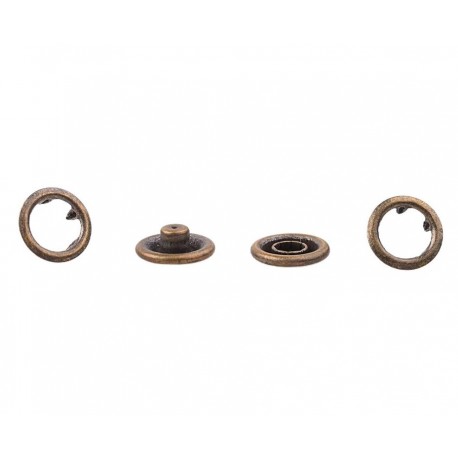 Open Ring Snap Fasteners 10.5mm, stainless, nickel free, color-old brass/60pcs.