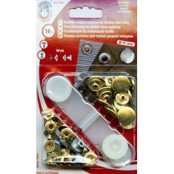 Snap fasteners Set "ALFA" 15 mm/gold/10pcs.