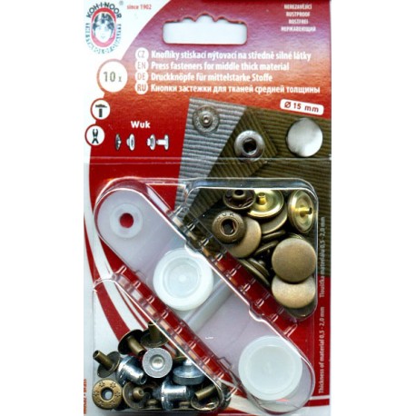 Snap fasteners Set "ALFA" 15 mm/old brass/10pcs.