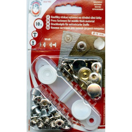 Spaudės "ALFA" 15 mm nikelis/10 vnt.