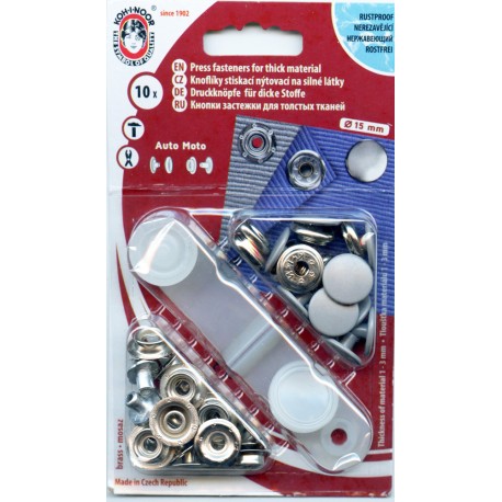 Snap fasteners "Auto Moto 15"/grey cap/10 pcs.