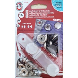 Snap fasteners "Auto Moto 15"/dark brown cap/10 pcs.