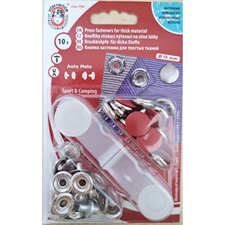 Snap fasteners "Auto Moto 15"/red cap/10 pcs.