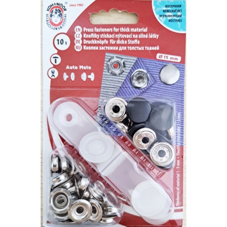 Snap fasteners "Auto Moto 15"/black cap/10 pcs.