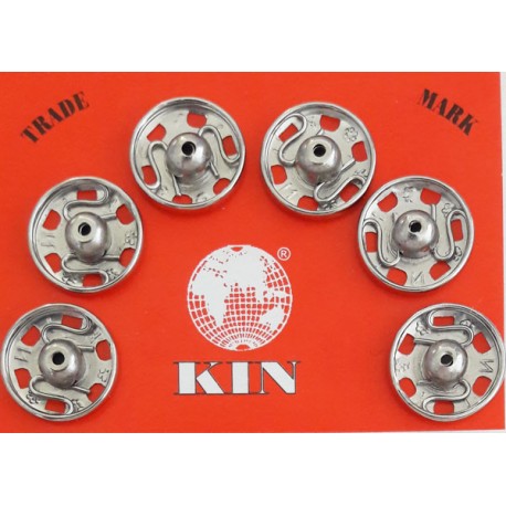 Snap Fasteners for sewing No.4 12.4mm nickel/6 pcs.