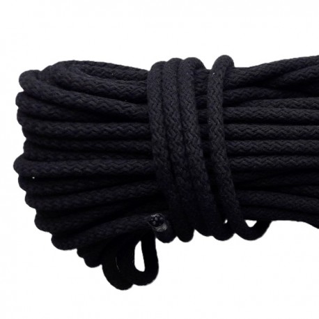 Cotton braided cord 9 mm black/1m