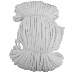 Cotton braided cord 5 mm color - white/1m