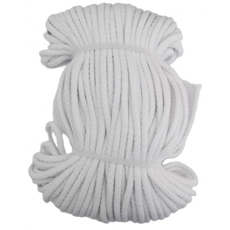 Virvė pinta medvilninė 5 mm 0003-balta/1m