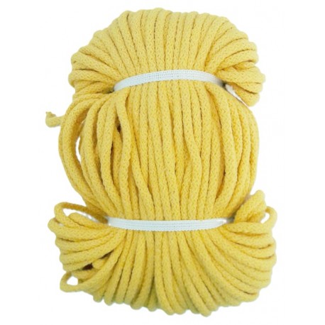 Cotton braided cord 5 mm, color 1606 - yellow/1 m