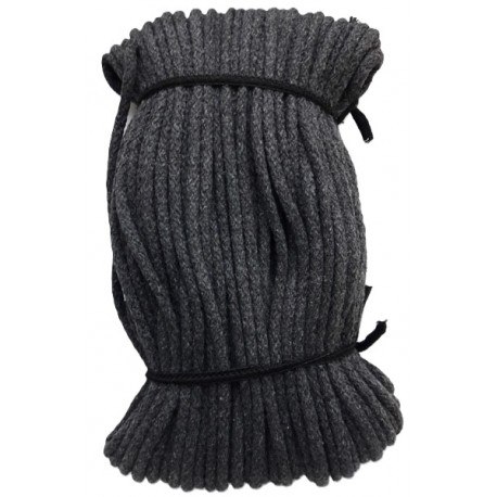 Cotton braided cord 5 mm, color 1633 - dark grey/1 m