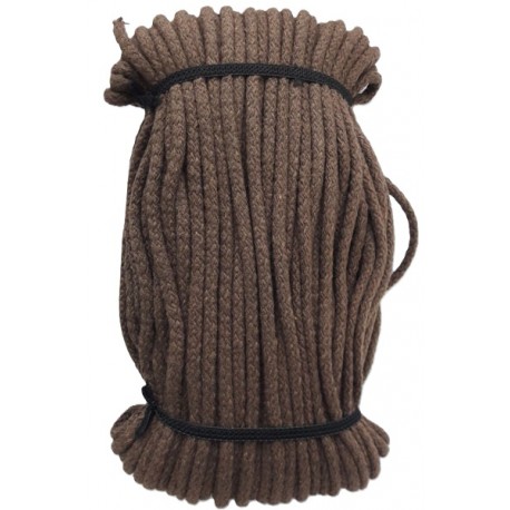 Cotton braided cord 5 mm, color 1629-brown/1m