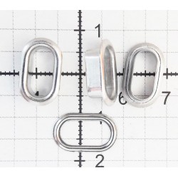 Akutės ovalo formos 10x5.5mm, sidabro sp., nerūdijančios, be nikelio /20vnt